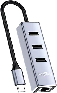 Veggieg Usb Type-C To 100Mbps Ethernet Çevirici 3 Portlu Usb Hub Çoklayıcı ürün görseli 1