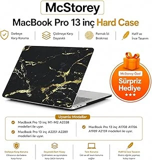 Mcstorey Macbook 13 Mermer Desenli Kılıf A1706 A1708 A1989 A2159 A2251 A2289 A2338 M1 M2 Uyumlu Baskılı Sert Kılıf İnce Hafif Tpu Koruyucu Kapak Siyah ürün görseli 1