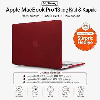 Mcstorey Macbook 13 İnç M1 M2 Kılıf A2338 Uyumlu | Mat Sert Koruyucu Kapak Hard Case | A1706 A1708 A1989 A2159 A2251 A2289 Uyumlu İnce Hafif Buzlu Laptop Kılıfı Bordo ürün görseli 1