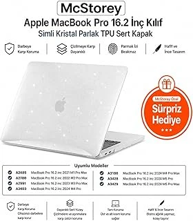Mcstorey Macbook 16.2 İnç Kılıf A2485 A2780 A2991 A3403 A3186 A3428 A3429 Uyumlu Simli Kristal Parlak Siyah Hard Case Şeffaf Sert Kapak İnce Koruyucu ürün görseli 1
