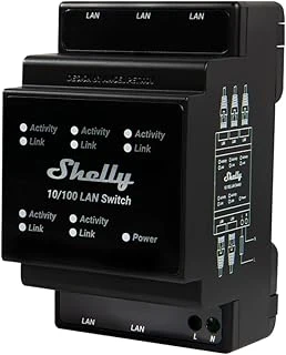 Shelly Lan Switch | Din Rayı Için Ethernet Ağ Anahtarı (10/100 Mbps) | 5 Rj45 Bağlantı Noktası | 110 V - 230 V | Ek Adaptör Gerekmez | Kolay Kurulum | Tak Çalıştır ürün görseli 1
