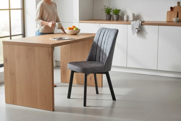 EFE MOBİLYA T-6022 TRAVERTEN MDF 70X120 KAREGOLD AÇIK GRİ SANDALYE 4 KİŞİLİK MUTFAK MASA TAKIMI ürün görseli 1