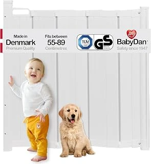 Babydan Guard Me, Otomatik Olarak Geri Çekilebilir Merdiven Koruma Izgarası, 55 – 89 Cm Arasındaki Açıklıklar Için Uygun, Beyaz, Danimarka'Da Üretilmiştir – Bebek Izgarası/Koruma Izgarası (Evcil ürün görseli 1
