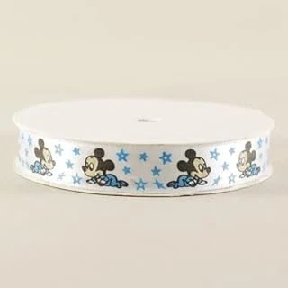 Bebek Mickey Mouse Temalı Beyaz Saten Kurdela 1.5 Cm. X 10 Metre ürün görseli 1