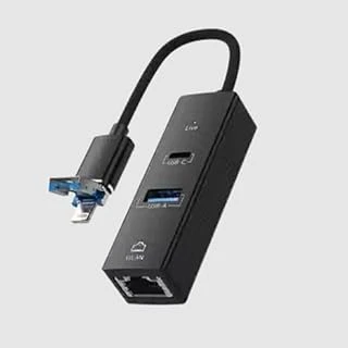 Coverzone Lightning & Usb-C Uyumlu Rj45 Ethernet Adaptörü – Telefon Tablet İçin Kablolu İnternet Bağlantısı, Usb-A Portlu Çoklu Dönüştürücü, Düşük Gecikmeli Oyun Hızlı Veri İletimi | Ul-31L ürün görseli 1