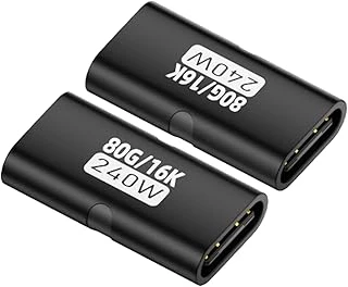 Livx 80Gbps Usb-C Dişi - Dişi Adaptör, 240W Pd3.1 Hızlı Şarj, 16K@60Hz Görüntü Aktarımı, Alüminyum Alaşımlı Tip-C Dişi Konnektör Uzatıcı - Siyah Otgff ürün görseli 1