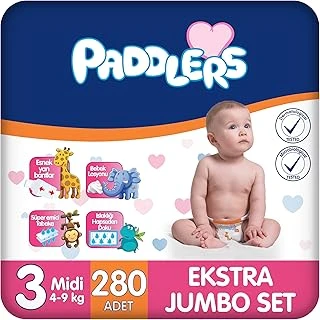 Paddlers Bebek Bezi 3 Numara Midi (4-9 Kg) 280 Adet – Ekstra Set ürün görseli 1