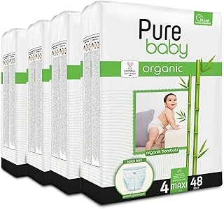 Pure Baby Organik Bambu Özlü Külot Bez 4'Lü Paket 4 Numara Maxi 192 Adet ürün görseli 1