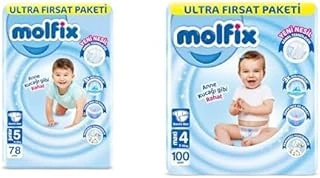 Molfix 3D Junior 5 Beden Aylık Paket 78 Adet, Beyaz X2 + Molfix Maxi 4 Beden Aylık X2 ürün görseli 1