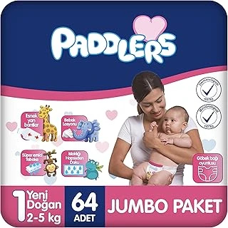Paddlers Yenidoğan Bebek Bezi 1 Numara (2-5 Kg) 64 Adet – Paket ürün görseli 1