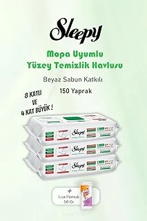 Sleepy Yaprak Beyaz Sabunlu 150 Yer Temizlik Havlusu 50 Gr Pamuk ürün görseli 1