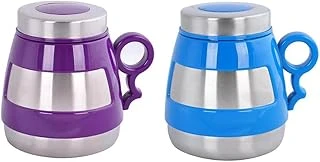 Andoutdoor And431 İçi Dışı Çelik Plastik Desenli Kupa Mug, Mavi/Mor ürün görseli 1