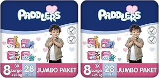 Paddlers Bebek Bezi 8 Numara Xxx-Large (25+ Kg) 28 Adet – Paket (2 Paketi) ürün görseli 1