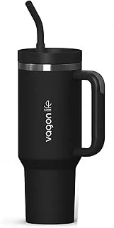Tumbler Quencher Cup 1200 Ml Pipetli Rahat İçim Kulplu Sus304 Paslanmaz Çelik 1.2L Termos 1103-1200Ml Siyah ürün görseli 1