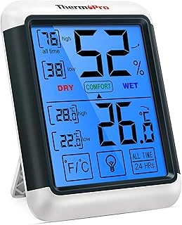 Thermopro Tp55 Dijital İç Mekan Higrometre Termometresi Sıcaklık Nem Monitörü Oda Nem Ölçer, Büyük Dokunmatik Ekranlı, Arka Işık ürün görseli 1