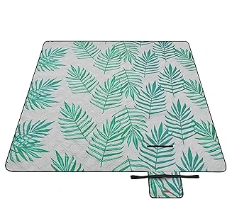 Songmics Piknik Örtüsü, 200 X 200 Cm, Büyük, Kamp Örtüsü, Park, Bahçe, Plaj Için, Su Geçirmez, Makinede Yıkanabilir, Katlanabilir, Gri Tropik Eğrelti Otlu Gcm001G02 ürün görseli 1