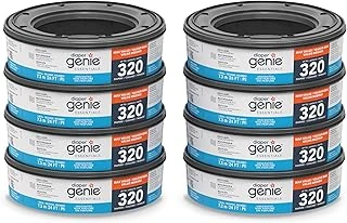 Diaper Genie Essentials Yuvarlak Yedek 8'Li Paket | 2560'A Kadar Yenidoğan Bezi Tutar | Kokusuz Sürekli Film İçerir | Bebek Bezi Genie Komple İfade Kovaları Ile Uyumlu ürün görseli 1