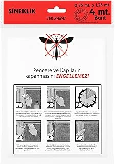 Tek Kanat Pratik Sineklik, 0.75 M X 1.25 M Tül, Kapı & Pencere Uyumlu, 4 M Yapıştırma Bantlı ürün görseli 1
