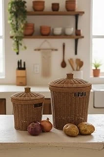 Rattan Konik 2'Li Kapaklı Sepet ürün görseli 1