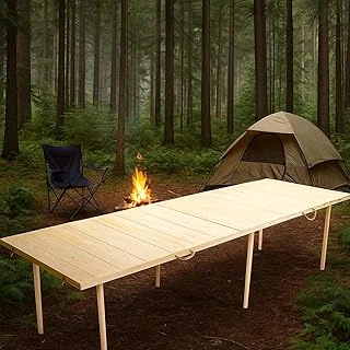 Pratikoutdoor Katlanır Kamp, Piknik Bahçe Masası 75X228 Cm - Ham Naturel Renk ürün görseli 1