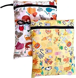 Yorni 2 Adet, 37 X 30 Cm, Summer Zoo Desen, Sıvı Geçirmeyen Çok Amaçlı Çanta, Ekonomik Set, Yıkanabilir, Fermuarlı Askılı Tote Bag ürün görseli 1