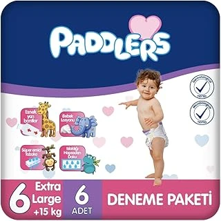 Paddlers Bebek Bezi 6 Numara X-Large (15+ Kg) 6 Adet – Deneme Paketi, Yüksek Emicilik ürün görseli 1
