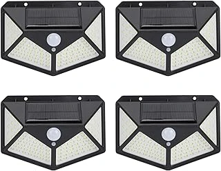 Amber Led Led Solar Hareket Sensörlü Dış Ortam Bahçe Aydınlatması, Güneş Enerjili, Su Geçirmez, 100 Ledli, Beyaz Işık, (4 Adet) ürün görseli 1