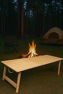 Pratikoutdoor Katlanır Sabit Ayaklı Kamp, Piknik Bahçe Masası 70X150 Cm - Ham Naturel Renk ürün görseli 1
