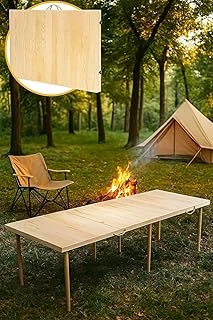 Pratikoutdoor Katlanır Kamp, Piknik Bahçe Masası 75X200 Cm - Ham Naturel Renk ürün görseli 1