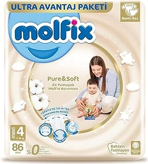 Molfix Bebek Bezi Pure&Soft Maxi 4 Beden Aylık Paket 86 Adet ürün görseli 1