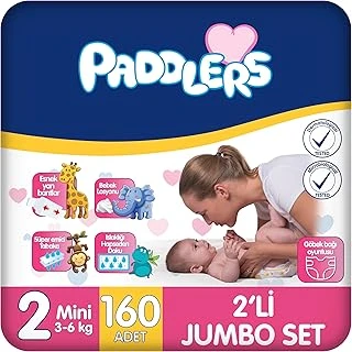 Paddlers Bebek Bezi 2 Numara Mini (3-6 Kg) 160 Adet – 2’Li Set ürün görseli 1