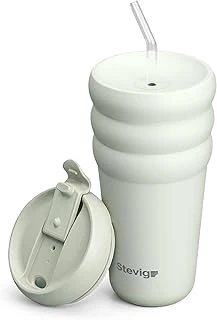 3 Bubble Two-Cap Straw Tumbler Çelik Termos 600 Mililitre Lightest Sky St-247 ürün görseli 1