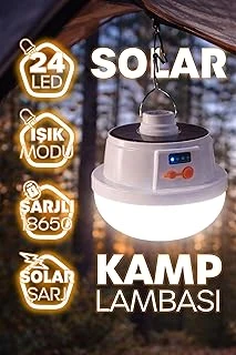 Şarjlı Solarlı Kamp Lambası 5 Modlu Orta-Yüksek Işık Sos Askılı Işıldak Kamp El Feneri 47724 ürün görseli 1