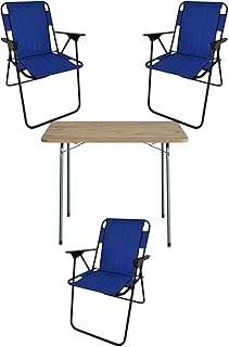 Bofigo 60X80 Çam Desenli Katlanır Masa + 3 Adet Katlanır Sandalye Kamp Seti Bahçe Takımı ürün görseli 1