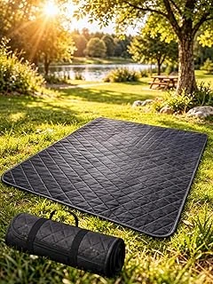 Beylini Piknik Örtüsü Baklava Desen Kamp Matı Isıya Suya Dayanıklı Taşınabilir Saklanabilir Plaj Çim Sofra 4 Ölçü (Siyah, 100X150 Cm) ürün görseli 1