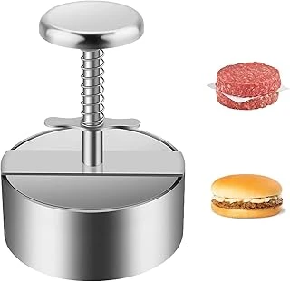 Mallart® Paslanmaz Çelik Hamburger Presi | Et Köftesi Kalıbı | Yaylı Yuvarlak Tasarım | Ev Profesyonel Mutfaklar Için Et Şekillendirici ürün görseli 1