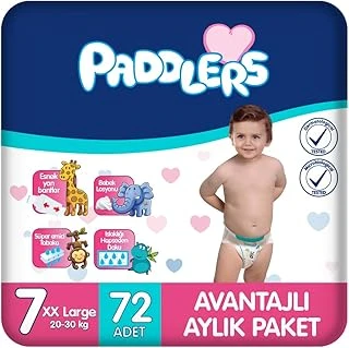Paddlers Bebek Bezi 7 Numara Xx-Large (20-30 Kg) 72 Adet – Aylık Paket, Yüksek Emicilik ürün görseli 1