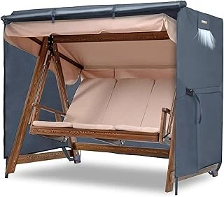 Haegs Bahçe Salıncak Koruma Örtüsü Üç Kişilik Tenteli Hamak Bahçe Salıncağı Koruma Kılıfı Su Geçirmez Branda Dayanıklı 210X125X170Cm Gri ürün görseli 1