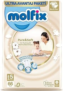 Molfix Bebek Bezi Pure&Soft Junior 5 Beden Aylık Paket 66 Adet ürün görseli 1