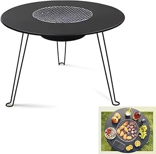Mallart® Katlanabilir Kamp Masası Mangal Seti 60Cm - Çok Fonksiyonlu Taşınabilir Barbekü Masası, Çay Güveç Için Uygun, Kömürlü Bahçe Piknik Masası, Paslanmaz Çelik Izgaralı ürün görseli 1