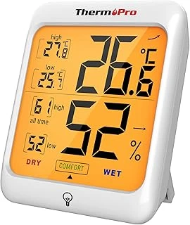Thermopro Tp53 Dijital Termometre Higrometre İç Mekan Sıcaklık Nem Ölçer Dokunmatik Aydınlatmalı Oda Ortamı Için Profesyonel Termo-Higrometre ürün görseli 1