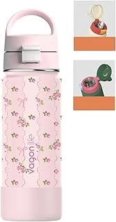 550 Ml Desenli Tek Kapak Çift Kullanım Pipetli Rahat İçim Kulplu Paslanmaz Çelik Termos 1109-550Ml Pembe ürün görseli 1
