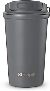4 Work Flip Open Coffee Mug Çelik Termos 400 Mililitre Grey St-251 ürün görseli 1