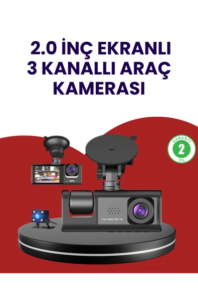 Üç Kameralı Araç Kamerası | Full HD 1080P Ön + HD İç/Arka ürün görseli 1