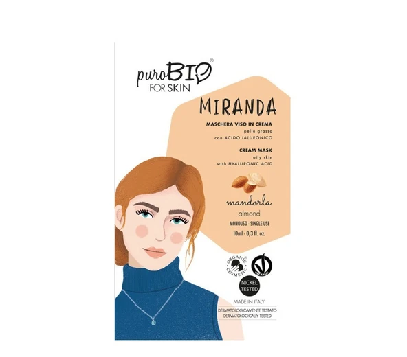 PuroBio Miranda Cream Mask Oily Skin Almond Badem 10 ml - Tek Kullanım ürün görseli 1