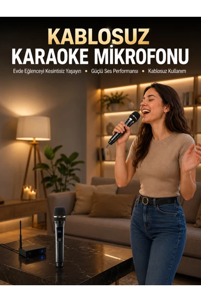 Profesyonel Kablosuz Mikrofon Seti Çift Mikrofonlu ürün görseli 1