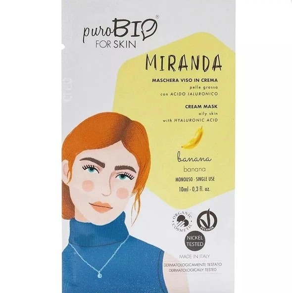 Purobio Miranda Cream Mask Oily Skin Banana Muz 10 ml - Tek Kullanım ürün görseli 1