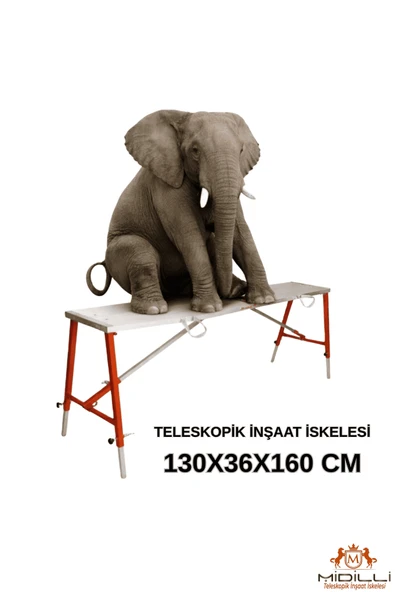 Alüminyum Gövdeli Çelik Ayaklı Teleskopik İnşaat İskelesi Kırmızı - 400 Kg Taşıma Kapasitesi 130x36x160cm ürün görseli 1
