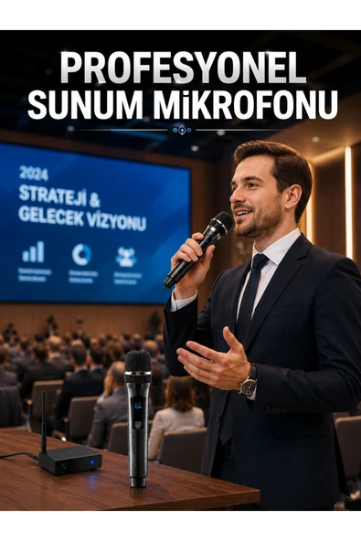 Kablosuz Çift Mikrofon Şarj Edilebilir Dijital Göstergeli ürün görseli 1