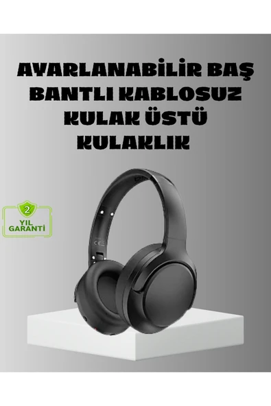 Siyah Kablosuz Bluetooth Kulaklık 300 mAh Hızlı Şarj Katlanabilir Pedli ürün görseli 1
